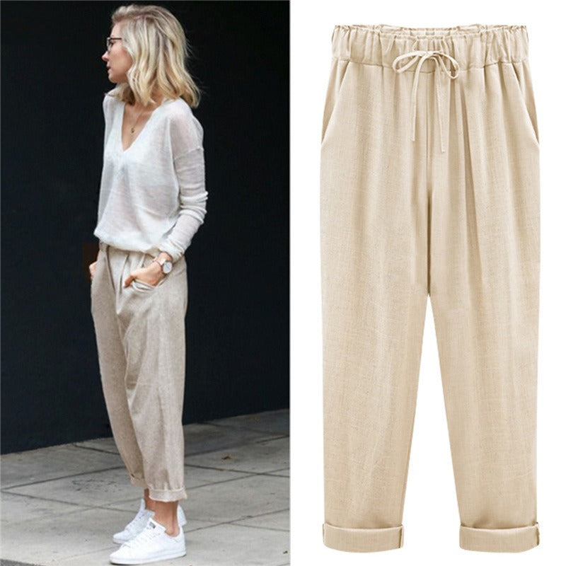 Linen cropped pants - runwayfashionista.com