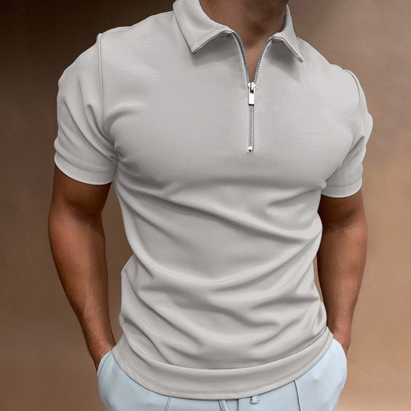 Short sleeved POLO shirt with flip collar