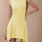 High-Low Round Neck Sleeveless Mini Dress
