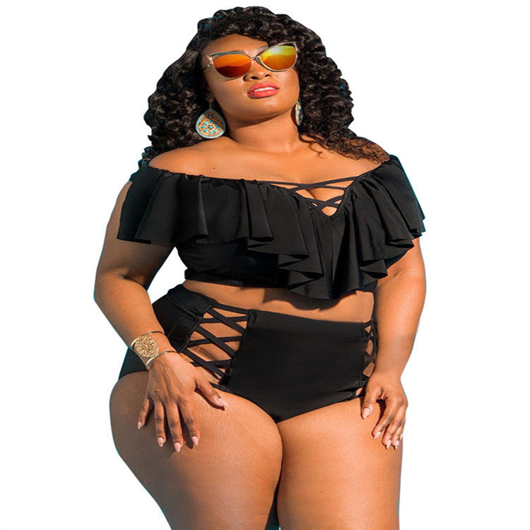 High Waist Printed Plus Size Bikini -runwayfashionista.com