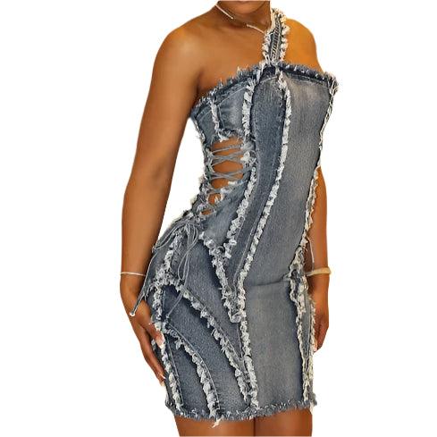 Adjustable Shoulder Strap Zipper Dresses
