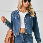 Button Up Long Sleeve Denim Jacket - runwayfashionista.com