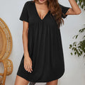 V-Neck Short Sleeve Lounge Dress - runwayfshionista.com