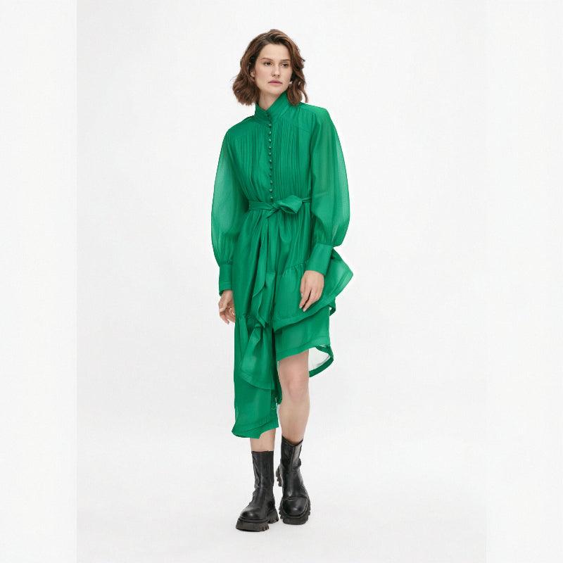 Pleated Mid Length Evening Dress