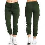 The Ultimate Utility: Women’s Elastic Waist String Side Pocket Pants - green