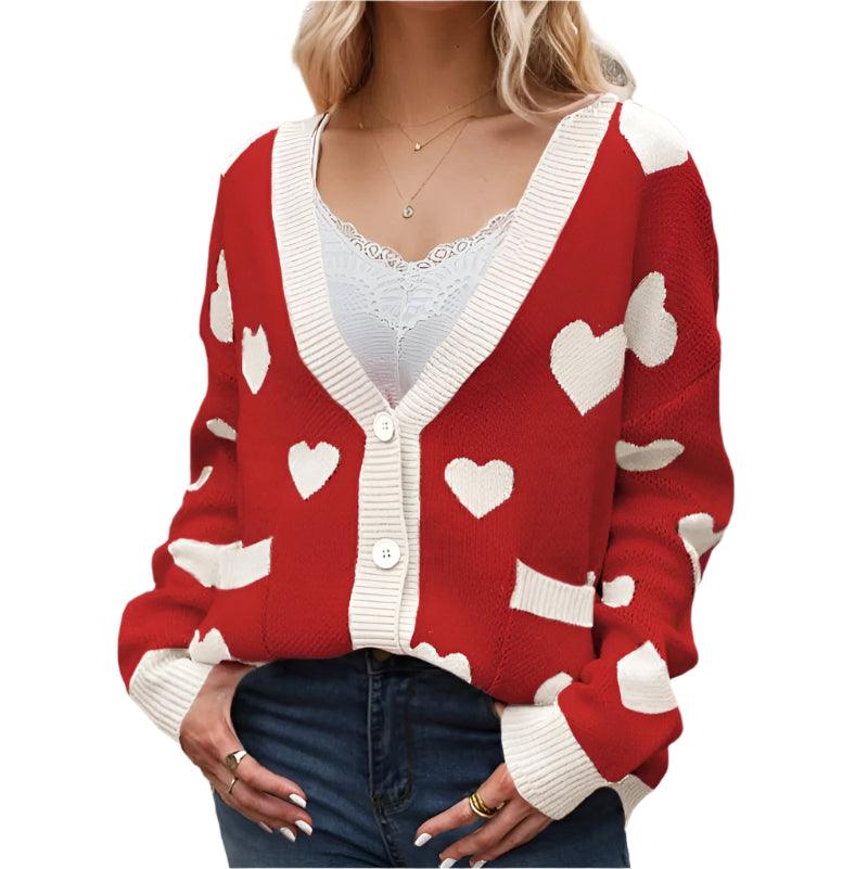 Heart button up long sleeve cardigan - runwayfashionista.com