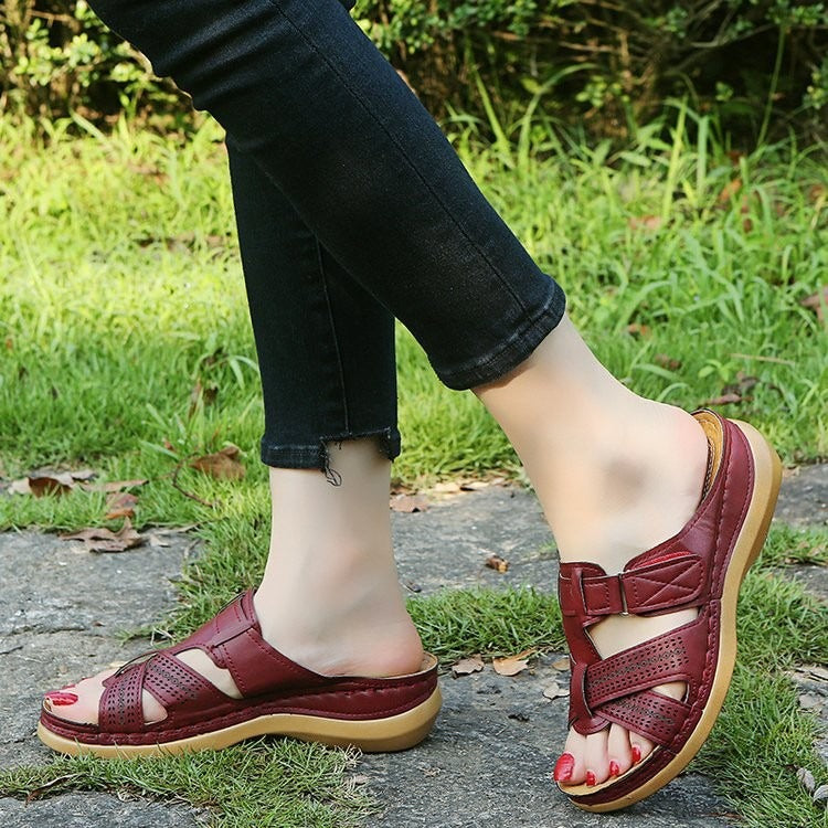 Sandals with thick soles and sloping heels - runwayfashionista.com