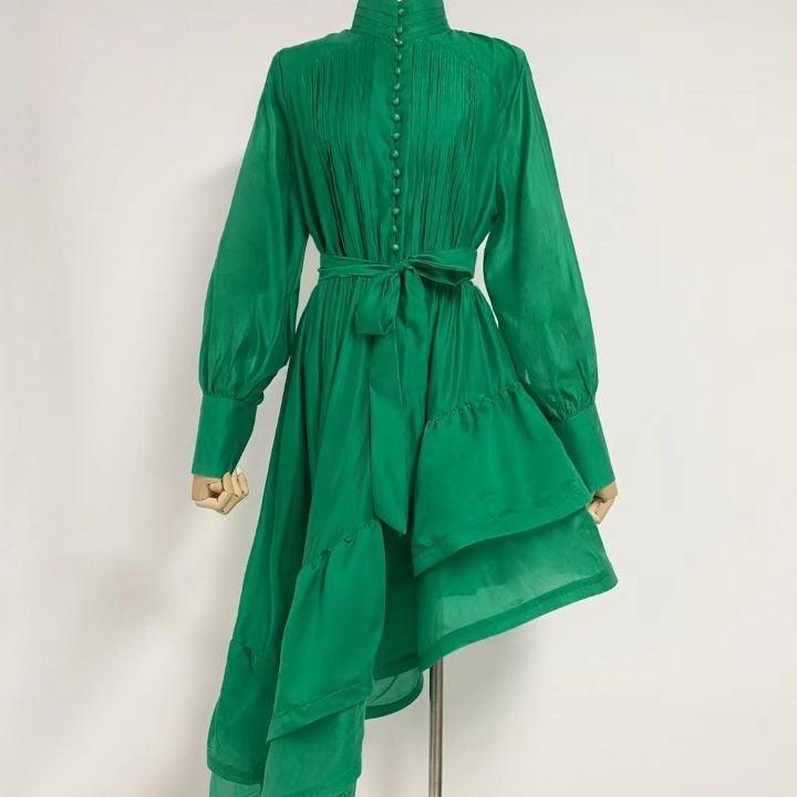 Pleated Mid Length Evening Dress