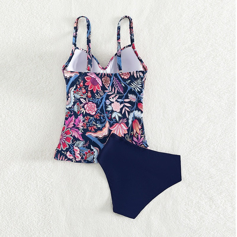 Slim Fit High Waist Printed Swimsuit - runwayfashionista.com