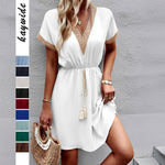 Turn heads effortlessly with this Casual Lace Splicing Short Dress—where comfort meets bold style in every stitch.