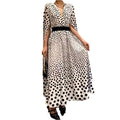 V-neck polka dot Long sleeved dress