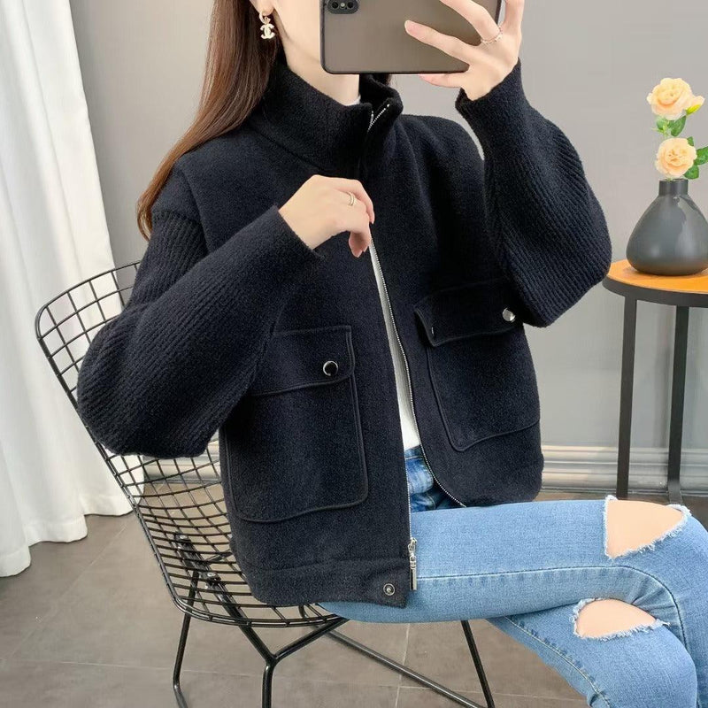 Retro Loose Hooded Plaid Knit Cardigan - runwayfashionista.com