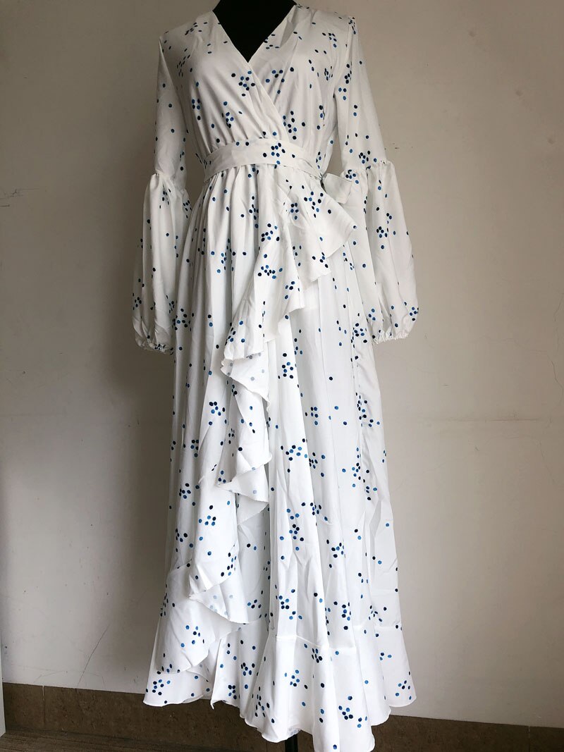 Floral Lantern Sleeve Maxi Dress