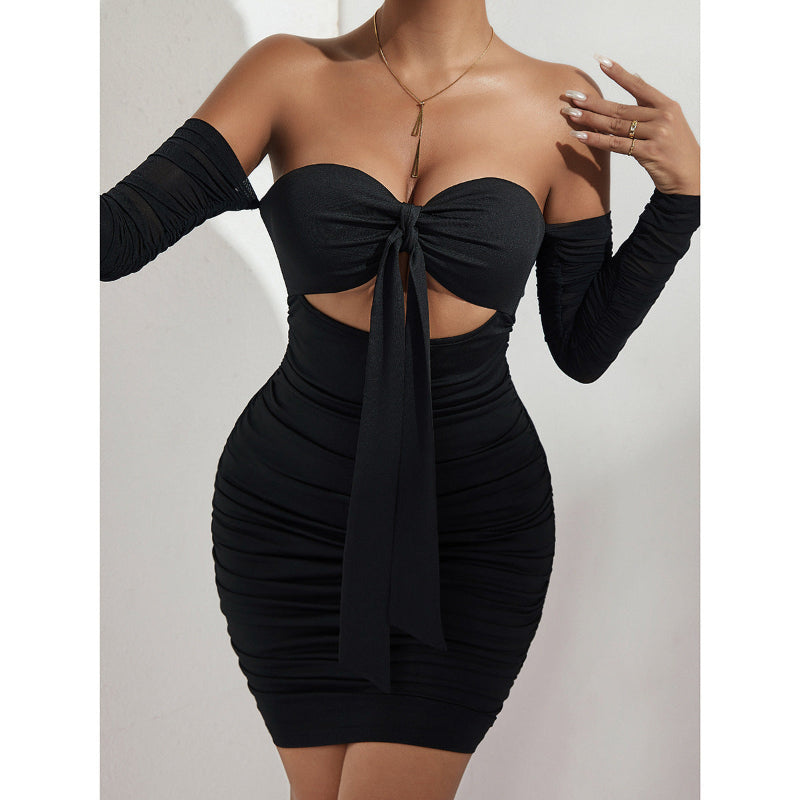 Long Sleeved Chest Wrapped Dress