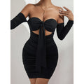 Long Sleeved Chest Wrapped Dress
