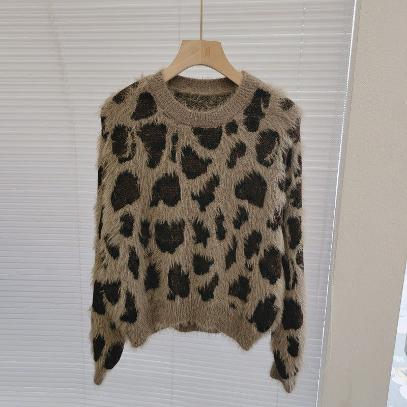 Leopard Print Knitted Sweater