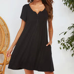 Short Sleeved Pocket Dress - runwayfashionista.com