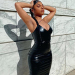 V-neck Slim Fit Backless Camisole Dress