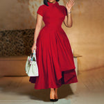 High-Waist A-Line Midi Dress