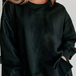 Round Neck Long Sleeve Sweatshirt - runwayfashionista.com