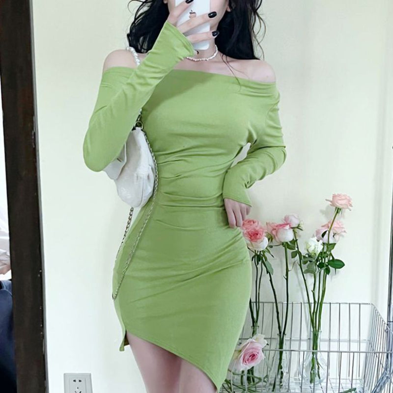 Seductive Off-Shoulder Long Sleeve Mini Dress