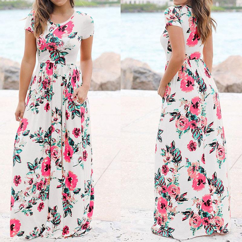 Floral Print Boho Evening Maxi Dress - runwayfashionista.com