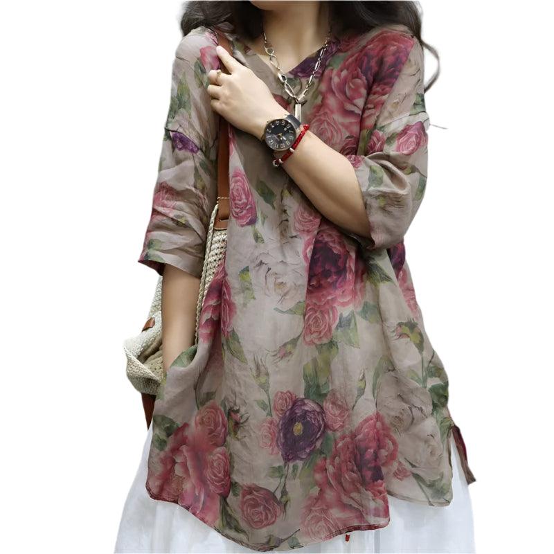 Vintage V-neck Loose Versatile Shirt