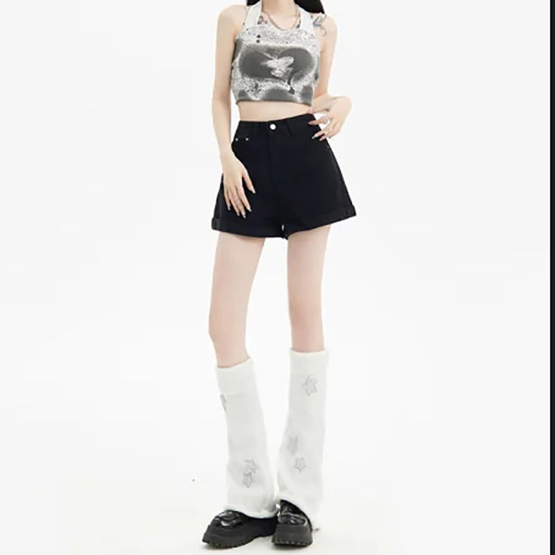Casual Personality Frayed Hem Denim Shorts