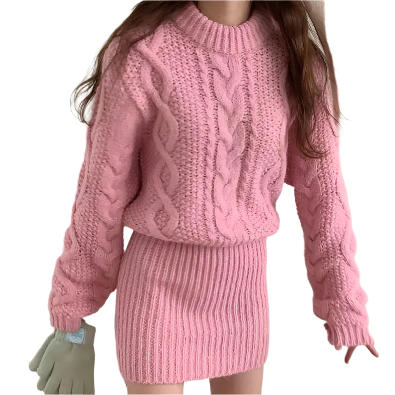 Cable-knit Mini Sweater Dress