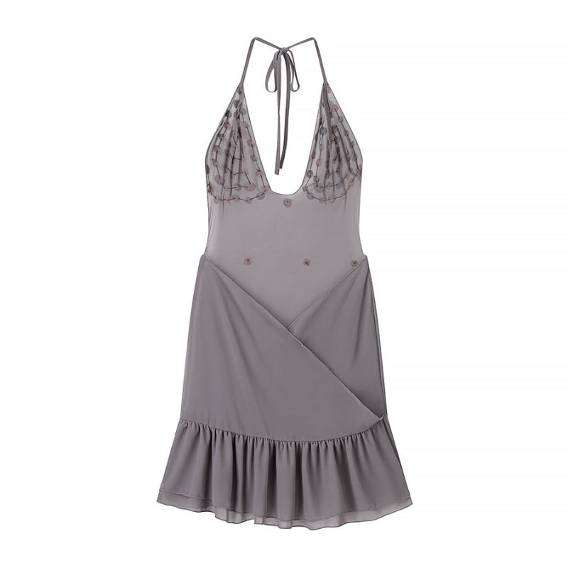 Halter Backless Shell Strap Dress