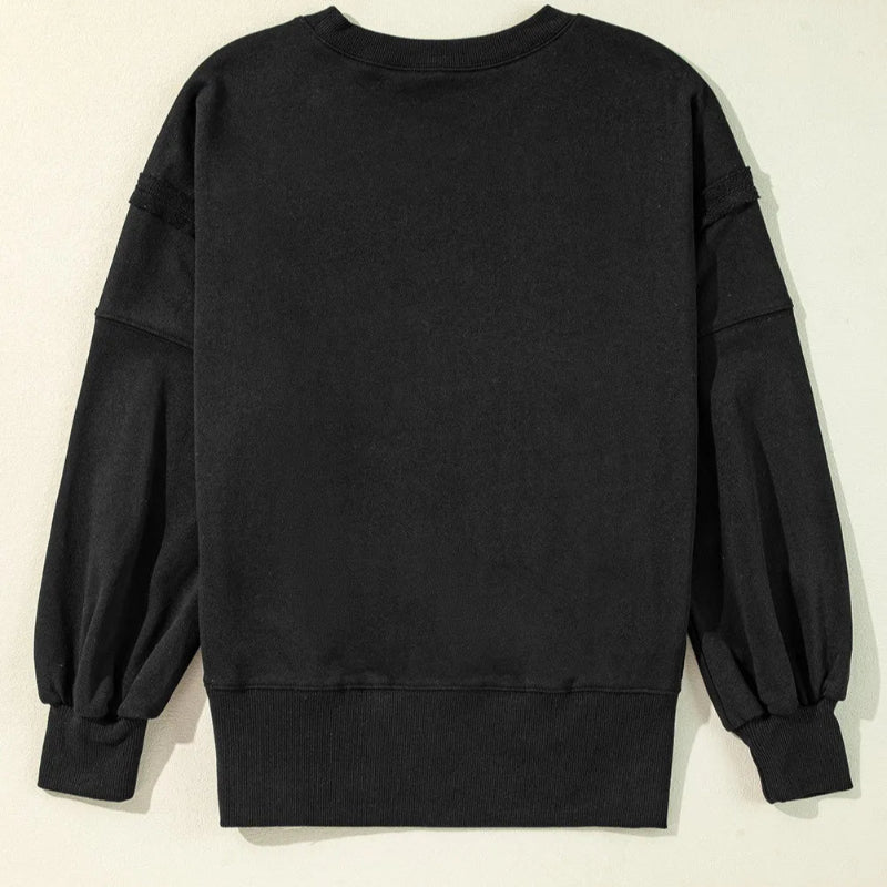Round Neck Long Sleeve Sweatshirt - runwayfashionista.com