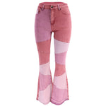Fashionable Wide-Leg Patchwork Jeans - High-Waisted Denim - runwayfashionista.com