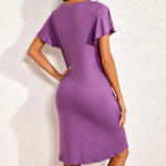 Short Sleeved V-neck Dress - runwayfashionista.com