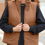 Pocketed Zip Up Turtleneck Vest Coat -runwayfashionista.com