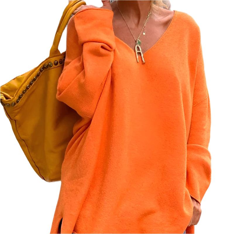 V-neck Long Sleeved Loose Sweater