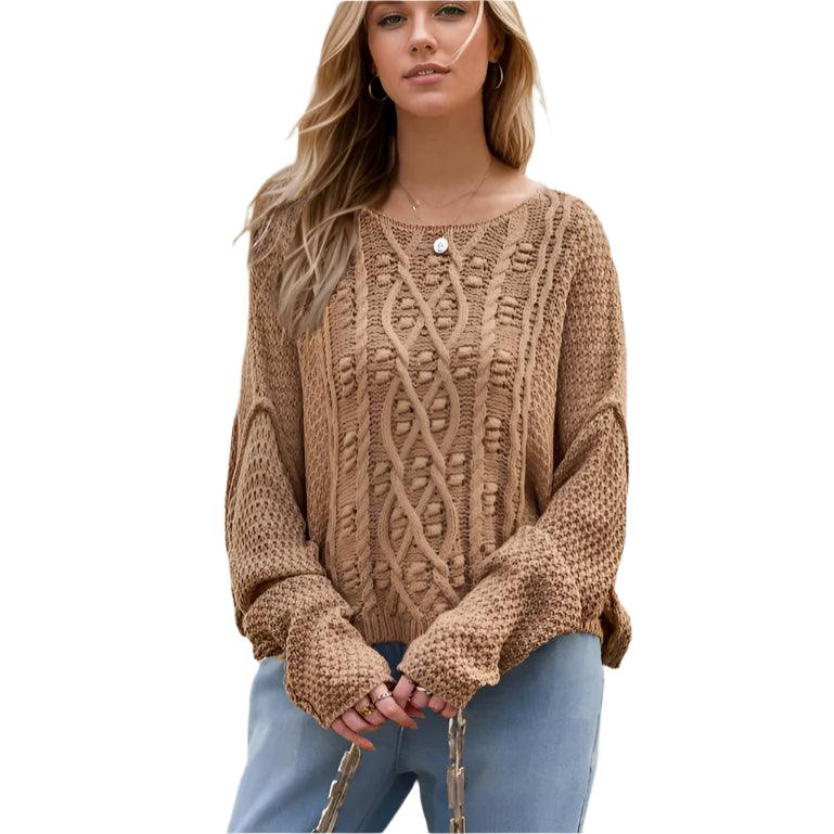 Round neck drop shoulder sweater - rnwayfashionista.com