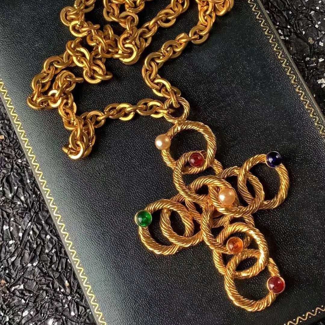 Medieval Vintage Gold Cross Chain