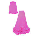 Stand Collar Sleeveless Tops High Waist Irregular Ruffles Skirts - runwayfashionista.com