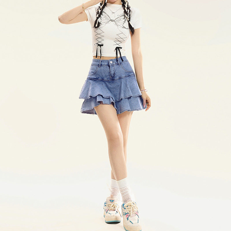 Casual Sweet Denim Mini Skirt