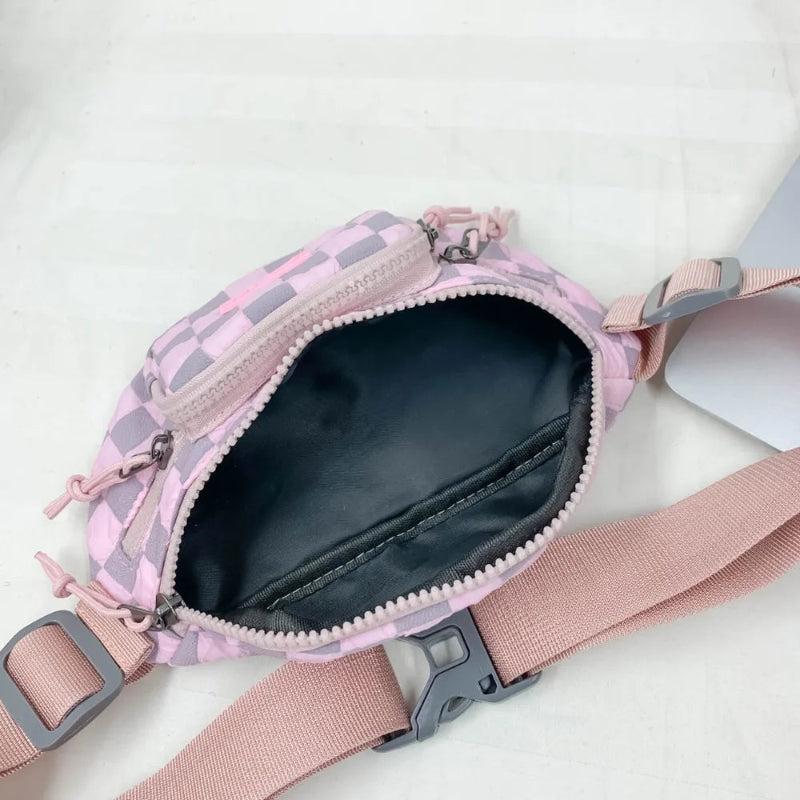 Chic Checkered Nylon Crossbody Bag - runwayfashionista.com