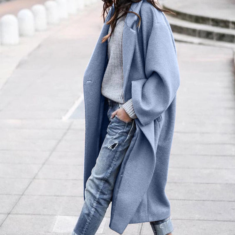 Casual long woollen jacket - runwayfashionista.com