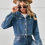 Button Up Long Sleeve Denim Jacket - runwayfashionista.com