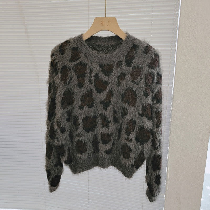 Leopard Print Knitted Sweater