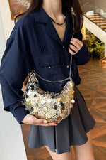 Sequin Chain Crossbody Bag - Adjustable & Stylish - rnwayfashionistacom