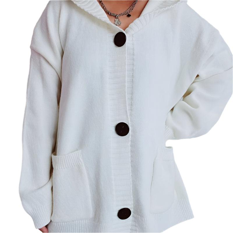 V-neck knitted cardigan - runwayfashionista.com