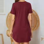 V-Neck Short Sleeve Lounge Dress - runwayfshionista.com