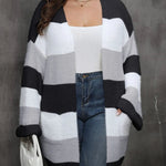 Model wearing a cozy imitation mink fur plus size cardigan