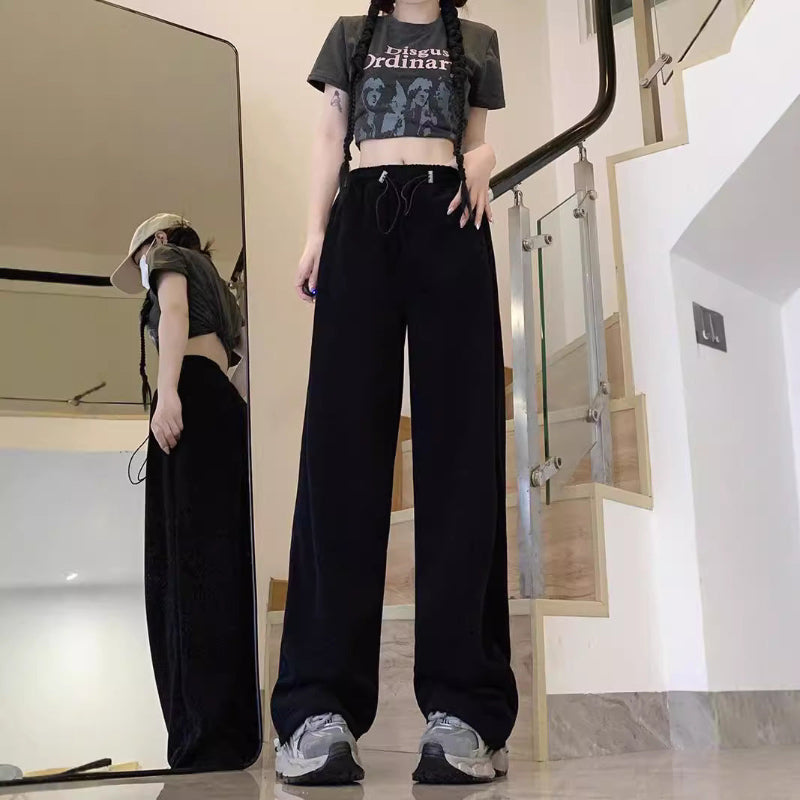 High-Waisted Mini Drawstring Casual Sports Sweatpants