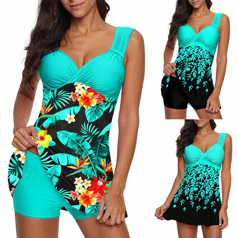 Printed Sexy Conservative Large Swimwear - runwayfashionista.com