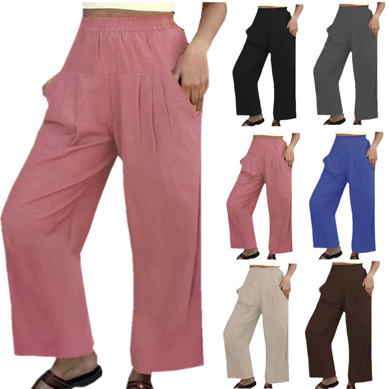 High-Waist Casual Wide-Leg Pants